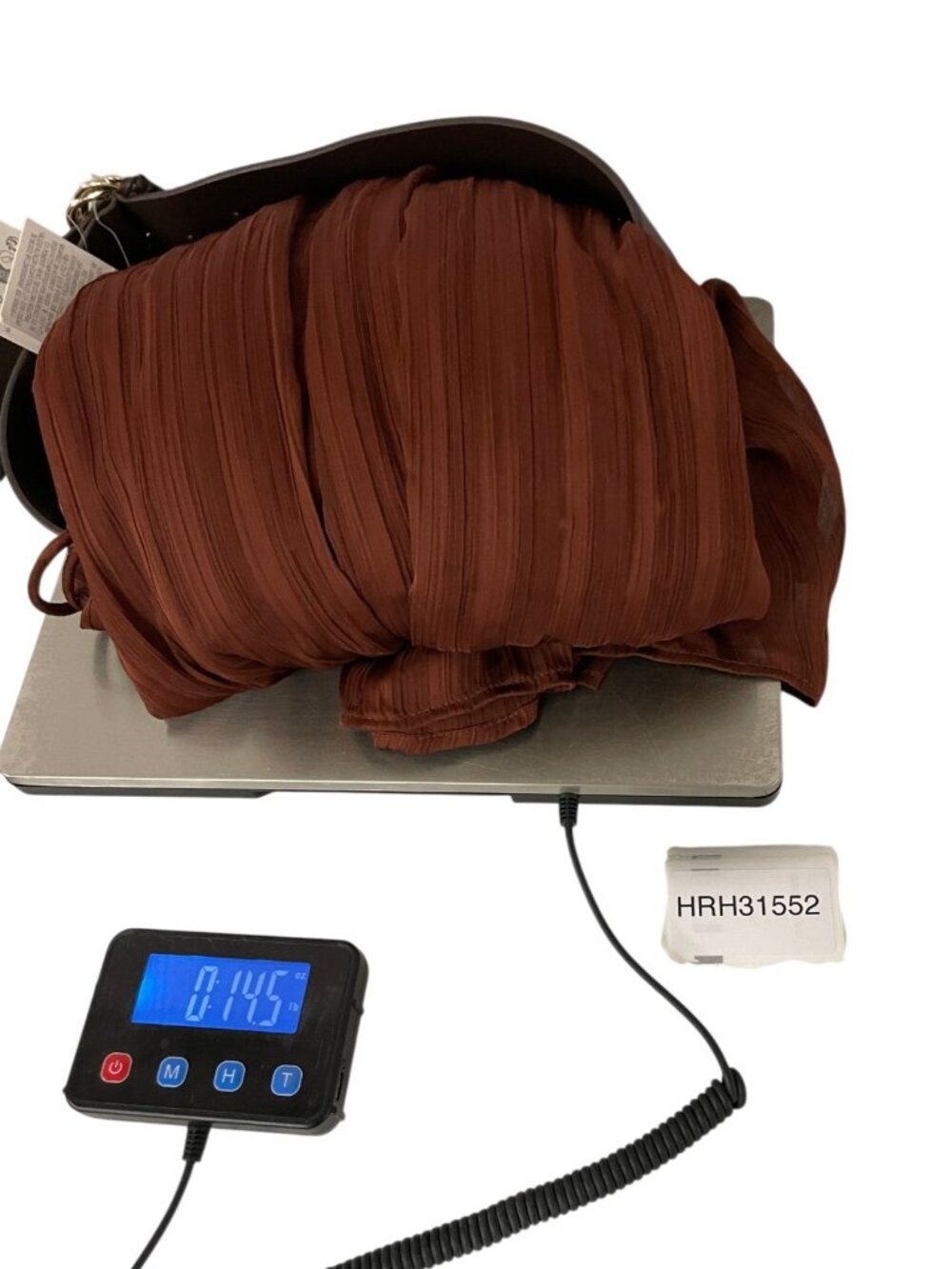 Zara Women Belted Midi Dress Medium Brick Ruffle Collar Puff Sleeve 4387/231 NWT - Picture 15 of 15